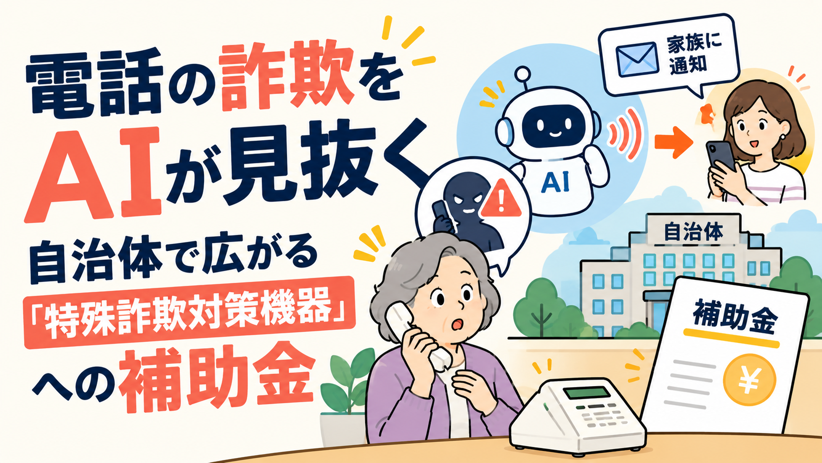<span id="hs_cos_wrapper_name" class="hs_cos_wrapper hs_cos_wrapper_meta_field hs_cos_wrapper_type_text" style="" data-hs-cos-general-type="meta_field" data-hs-cos-type="text" >AIが見抜く—自治体で広がる「特殊詐欺対策機器」への補助金—</span>