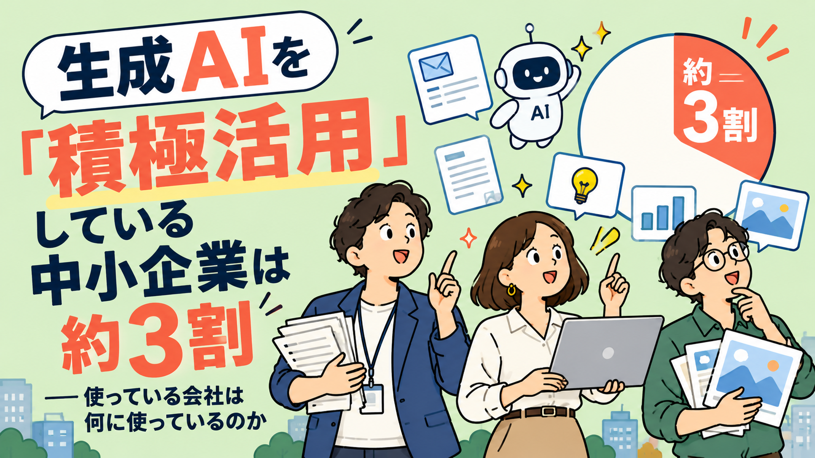 <span id="hs_cos_wrapper_name" class="hs_cos_wrapper hs_cos_wrapper_meta_field hs_cos_wrapper_type_text" style="" data-hs-cos-general-type="meta_field" data-hs-cos-type="text" >生成AIを「積極活用」している中小企業は約3割——使っている会社は何に使っているのか</span>